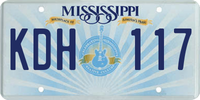 MS license plate KDH117