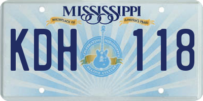 MS license plate KDH118