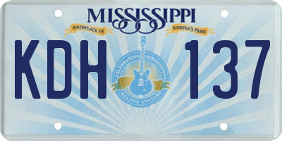 MS license plate KDH137