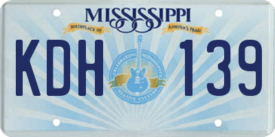 MS license plate KDH139