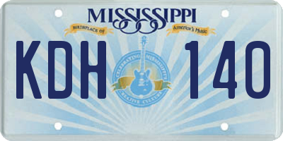 MS license plate KDH140