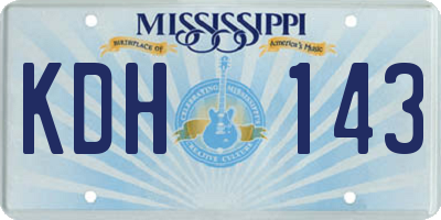 MS license plate KDH143
