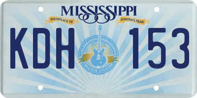 MS license plate KDH153
