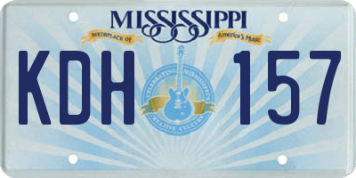 MS license plate KDH157