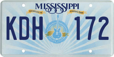 MS license plate KDH172
