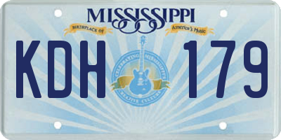 MS license plate KDH179