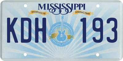 MS license plate KDH193