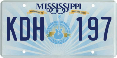 MS license plate KDH197