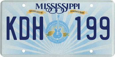 MS license plate KDH199
