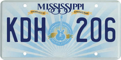 MS license plate KDH206