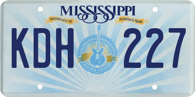MS license plate KDH227