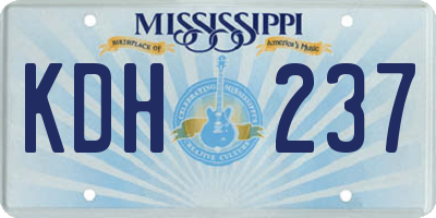 MS license plate KDH237