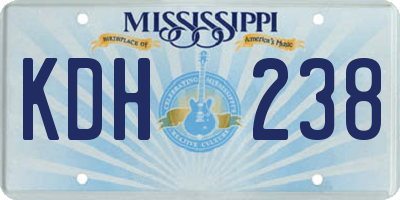 MS license plate KDH238