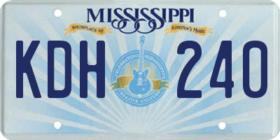 MS license plate KDH240