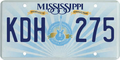 MS license plate KDH275