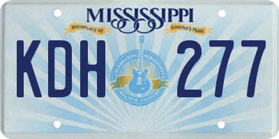 MS license plate KDH277