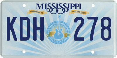 MS license plate KDH278