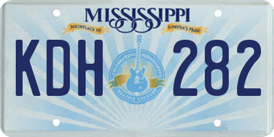 MS license plate KDH282