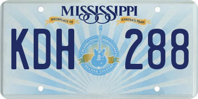 MS license plate KDH288
