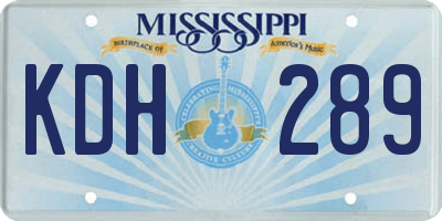 MS license plate KDH289