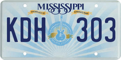 MS license plate KDH303