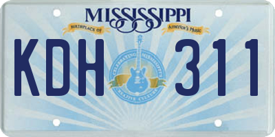 MS license plate KDH311