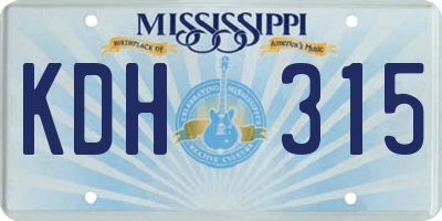 MS license plate KDH315