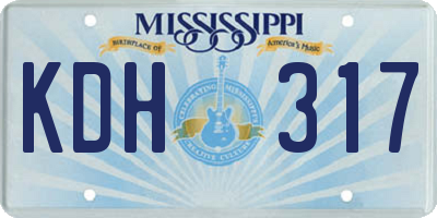 MS license plate KDH317