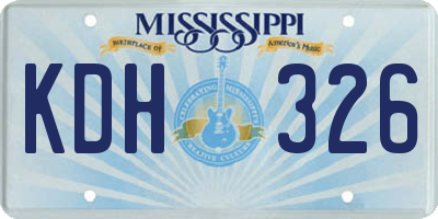 MS license plate KDH326