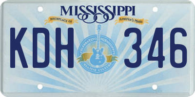 MS license plate KDH346