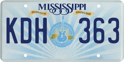 MS license plate KDH363