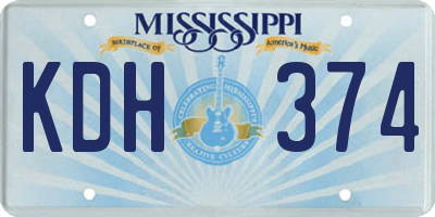 MS license plate KDH374