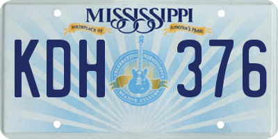 MS license plate KDH376