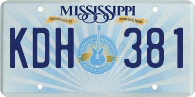 MS license plate KDH381