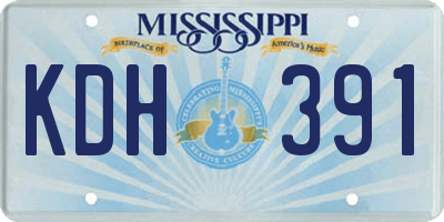 MS license plate KDH391
