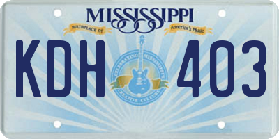 MS license plate KDH403