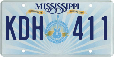 MS license plate KDH411