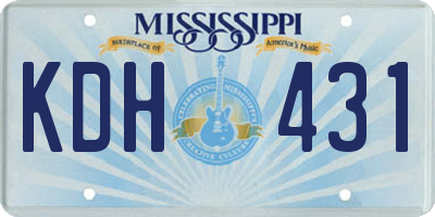 MS license plate KDH431