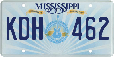 MS license plate KDH462