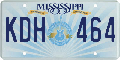 MS license plate KDH464