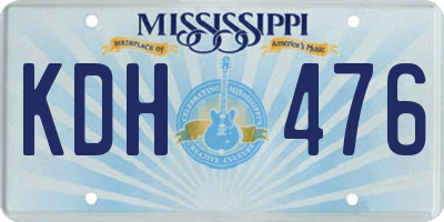 MS license plate KDH476