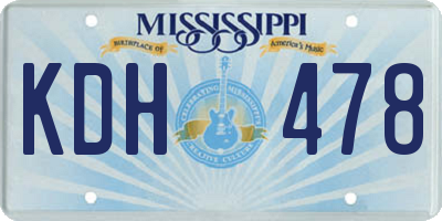 MS license plate KDH478