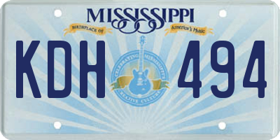 MS license plate KDH494