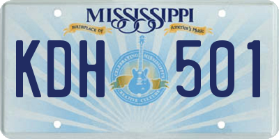 MS license plate KDH501