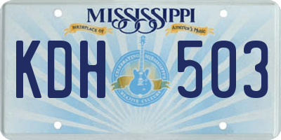 MS license plate KDH503