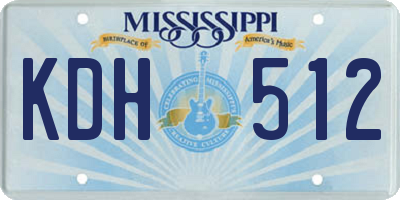 MS license plate KDH512