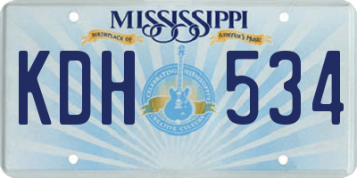 MS license plate KDH534