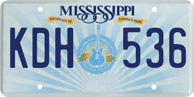 MS license plate KDH536