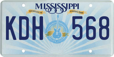 MS license plate KDH568