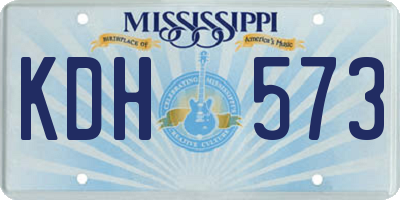 MS license plate KDH573